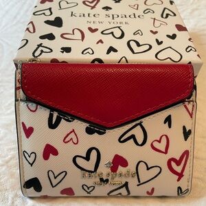 Kate Spade Staci Scribble Hearts Small Wallet with Card Case Set in Gift Box